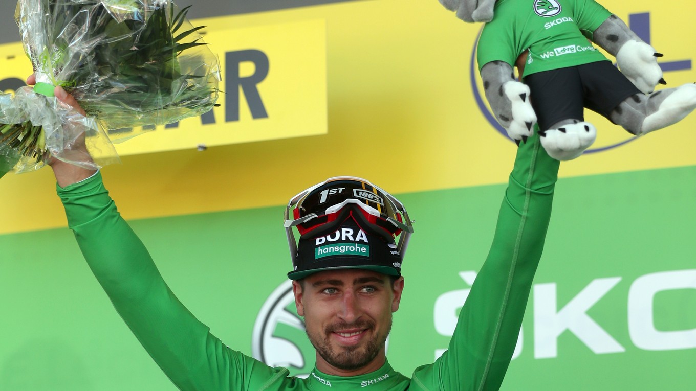 Peter Sagan na oceňovaní po víťaznej 5. etape Tour de France 2019.