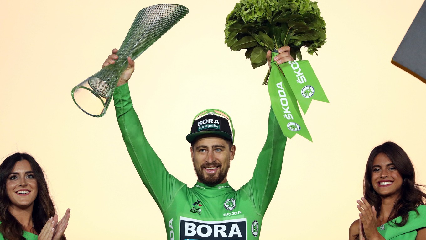Peter Sagan v zelenom drese na Tour de France. 