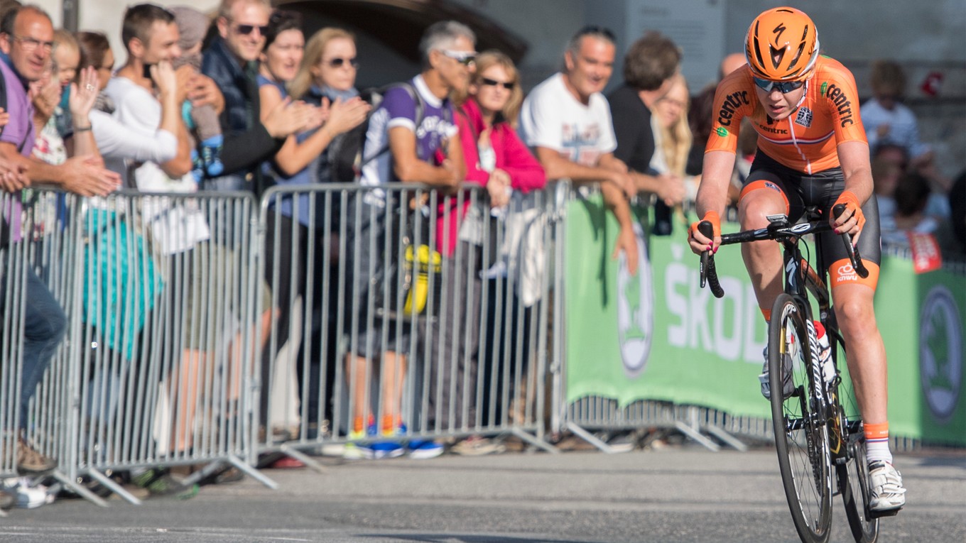 Cyklistka a majsterka sveta Anna Van Der Breggenová počas pretekov v ženskej kategórii Elite na majstrovstvách sveta v Innsbrucku 2018.