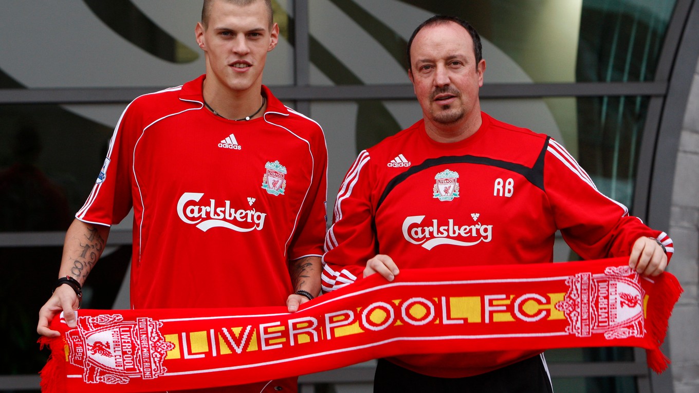 Martin Škrtel (vľavo) a Rafael Benítez ešte počas pôsobenia v Liverpool FC.