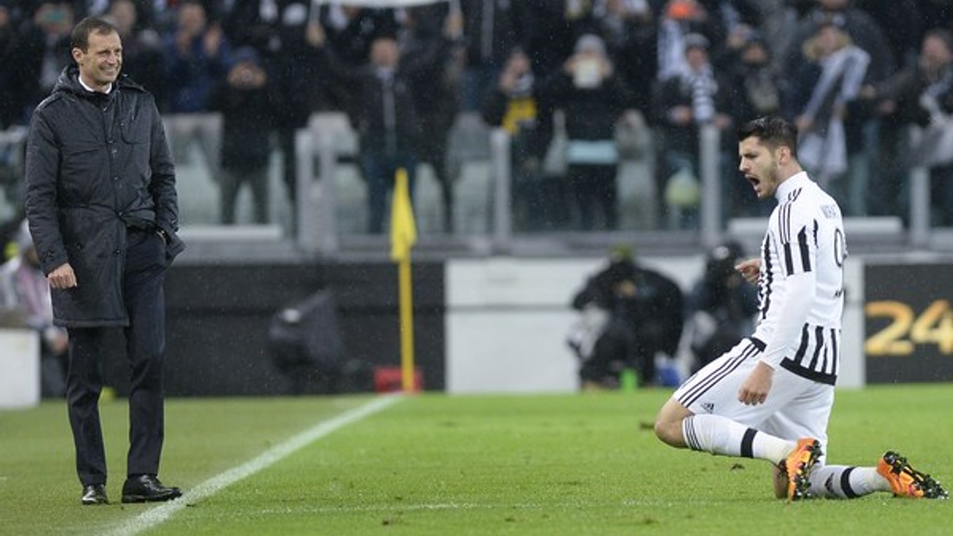 Z presného zásahu Alvara Moratu mal radosť aj jeho kouč Massimiliano Allegri.