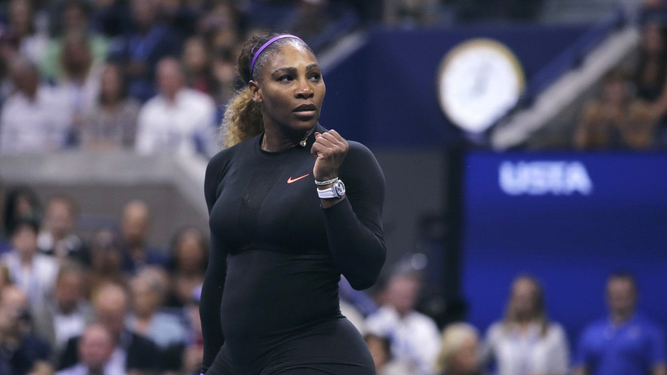 Serena Williamsová po výhre vo štvrťfinále US Open 2019 proti Čhciang Wang.