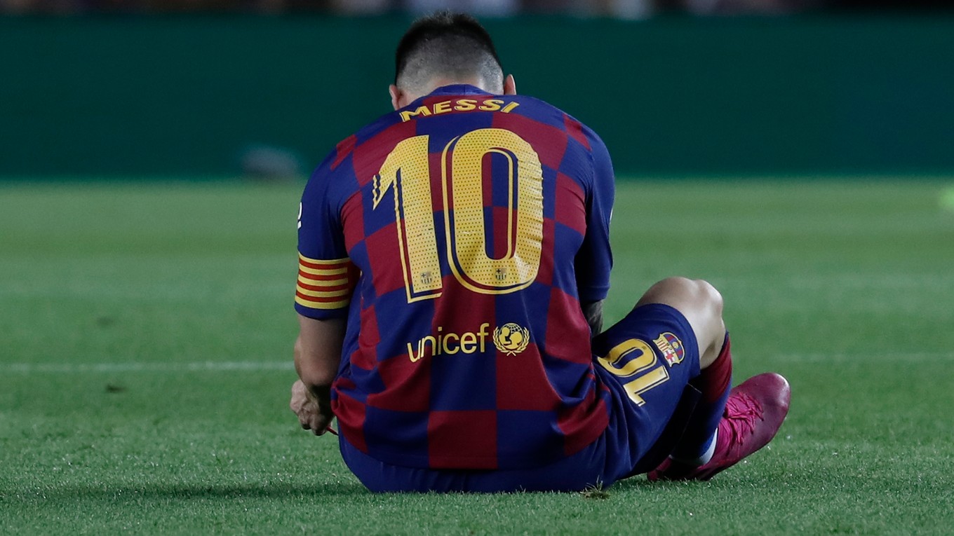 Lionel Messi v zápase proti Villarrealu.