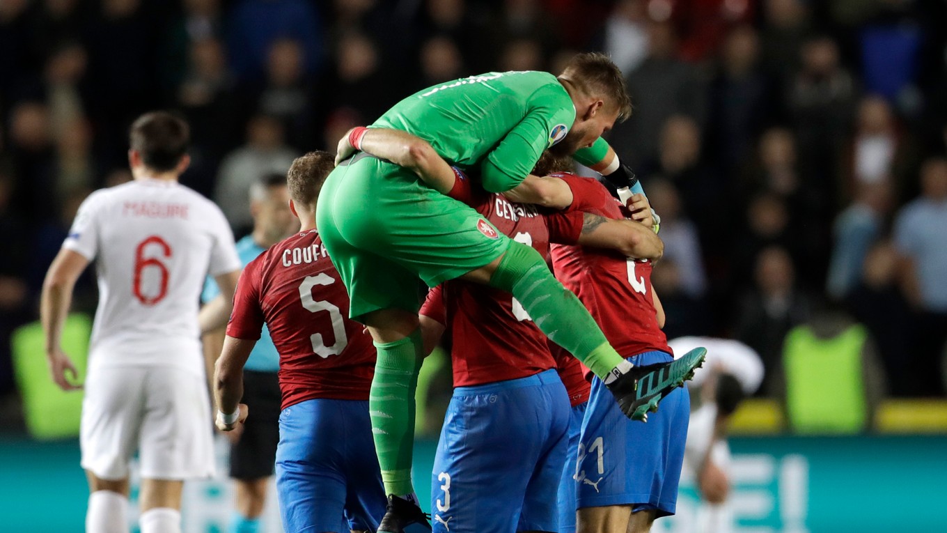 Momentka po zápase Česko - Anglicko v kvalifikácii EURO 2020.