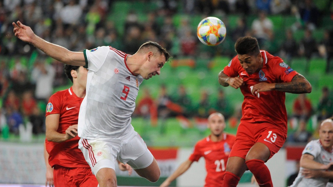 Momentka zo zápasu Maďarsko - Azerbajdžan v kvalifikácii EURO 2020.