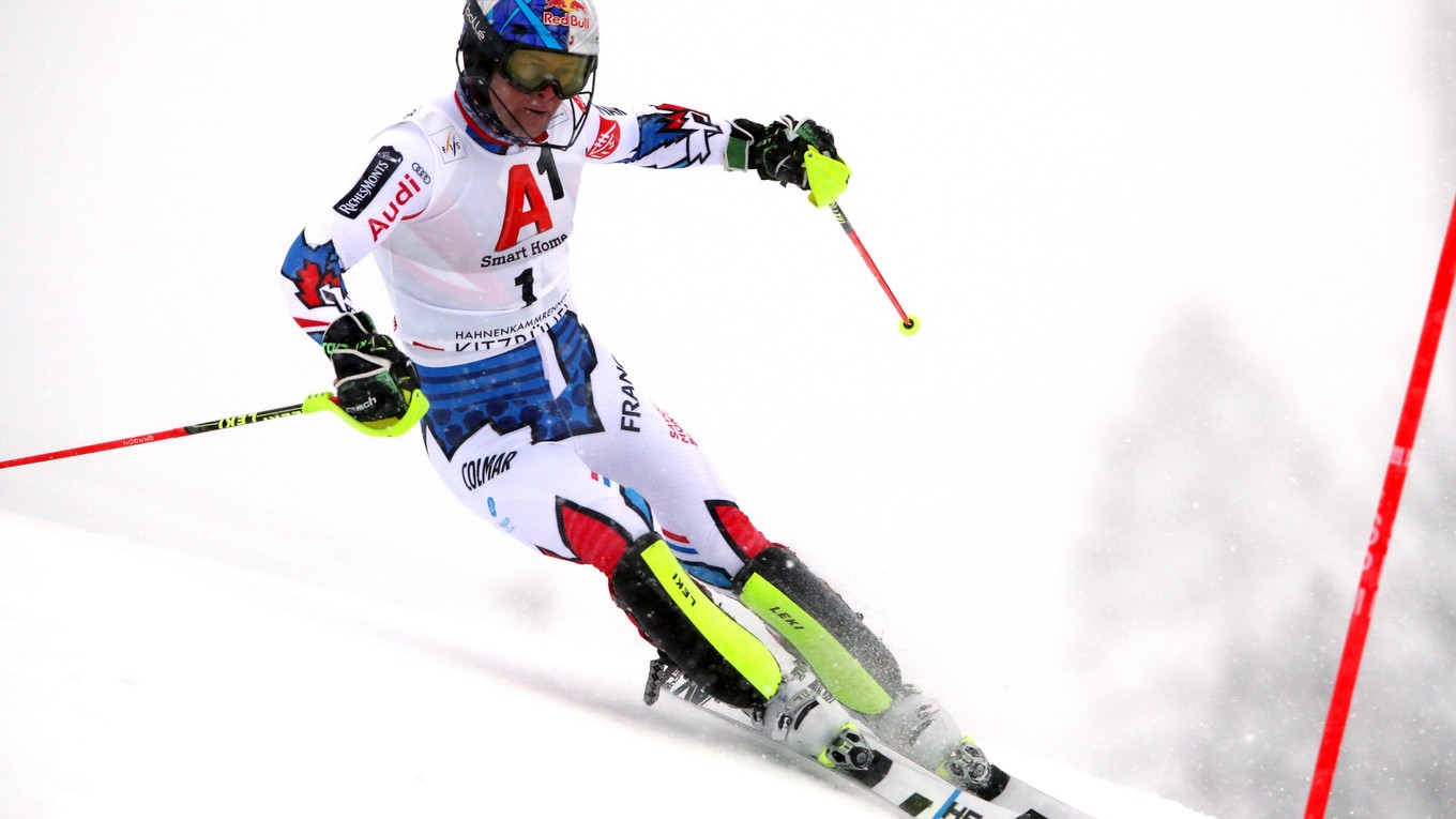 Francúzsky slalomár Alexis Pinturault na trati 1. kola slalomu SP mužov v rakúskom Kitzbüheli 26. januára 2019.