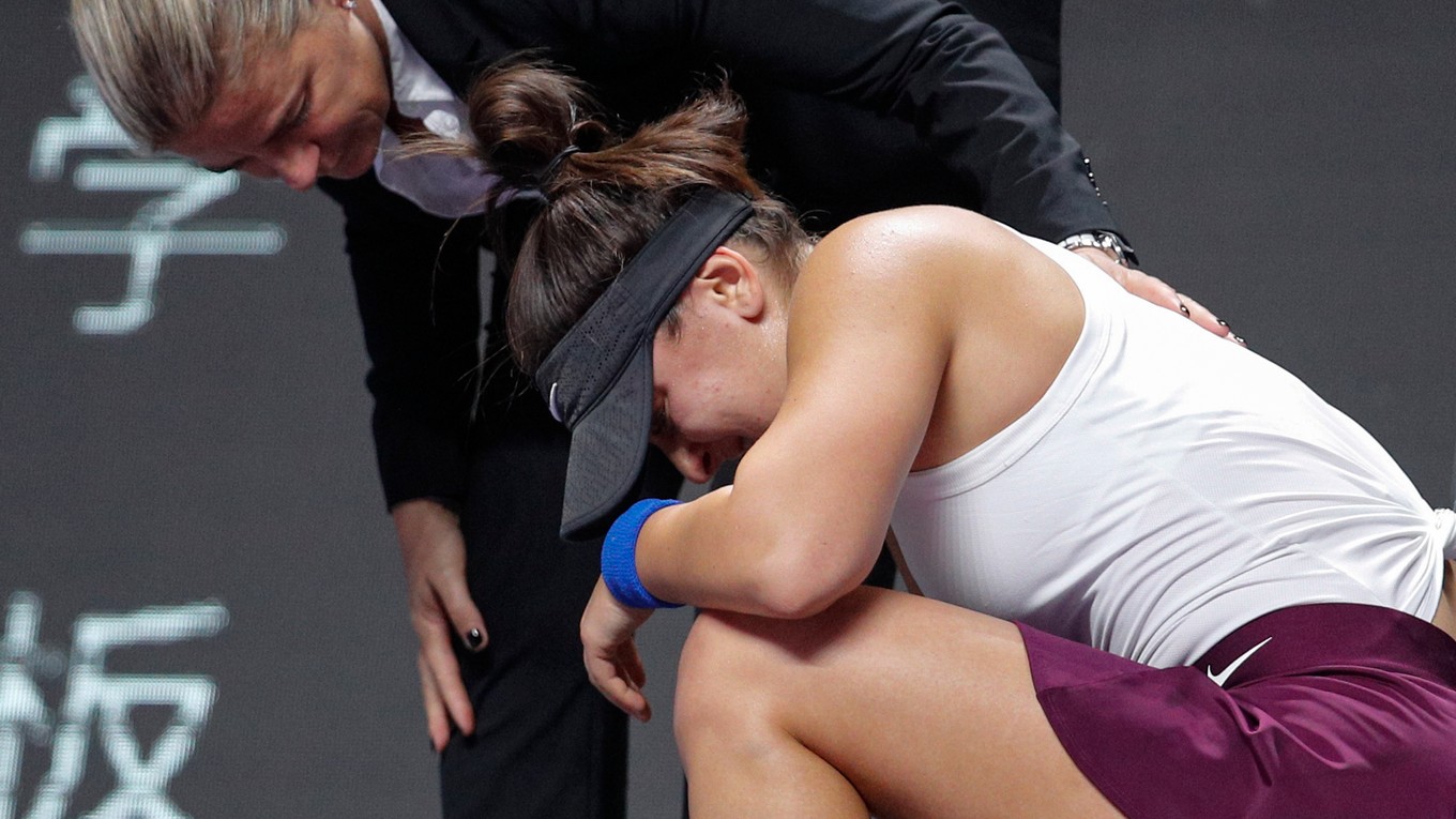 Bianca Andreescuová sa zranila počas MS WTA 2019.