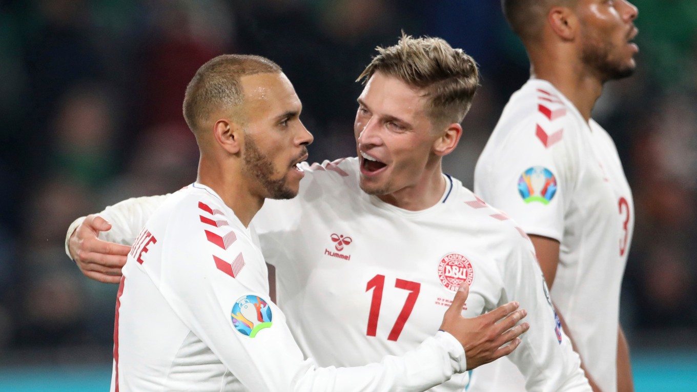 Radosť hráčov Dánska v kvalifikácii na EURO 2020.