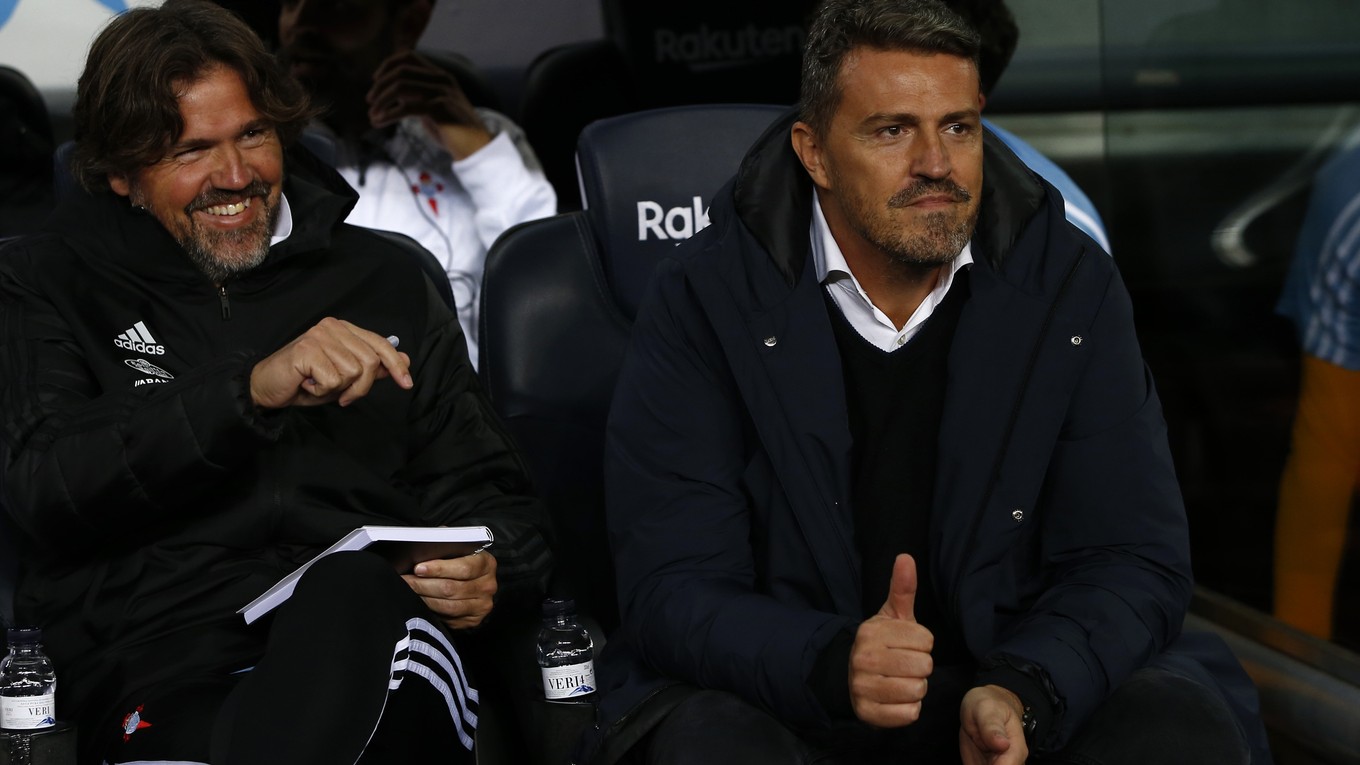 Prvé víťazstvo na lavičke Celty Vigo zaznamenal tréner Oscar Garcia (vpravo).