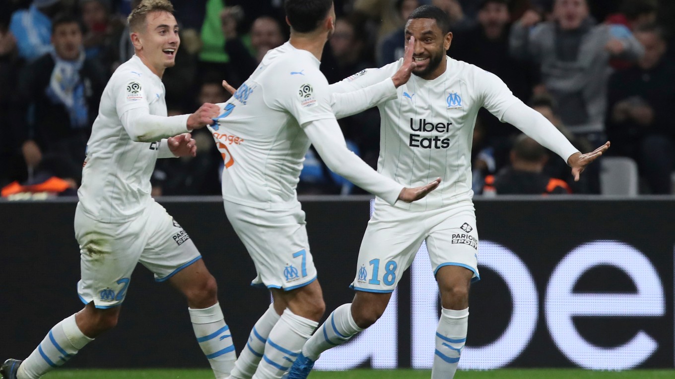 Radosť hráčov Olympique Marseille.