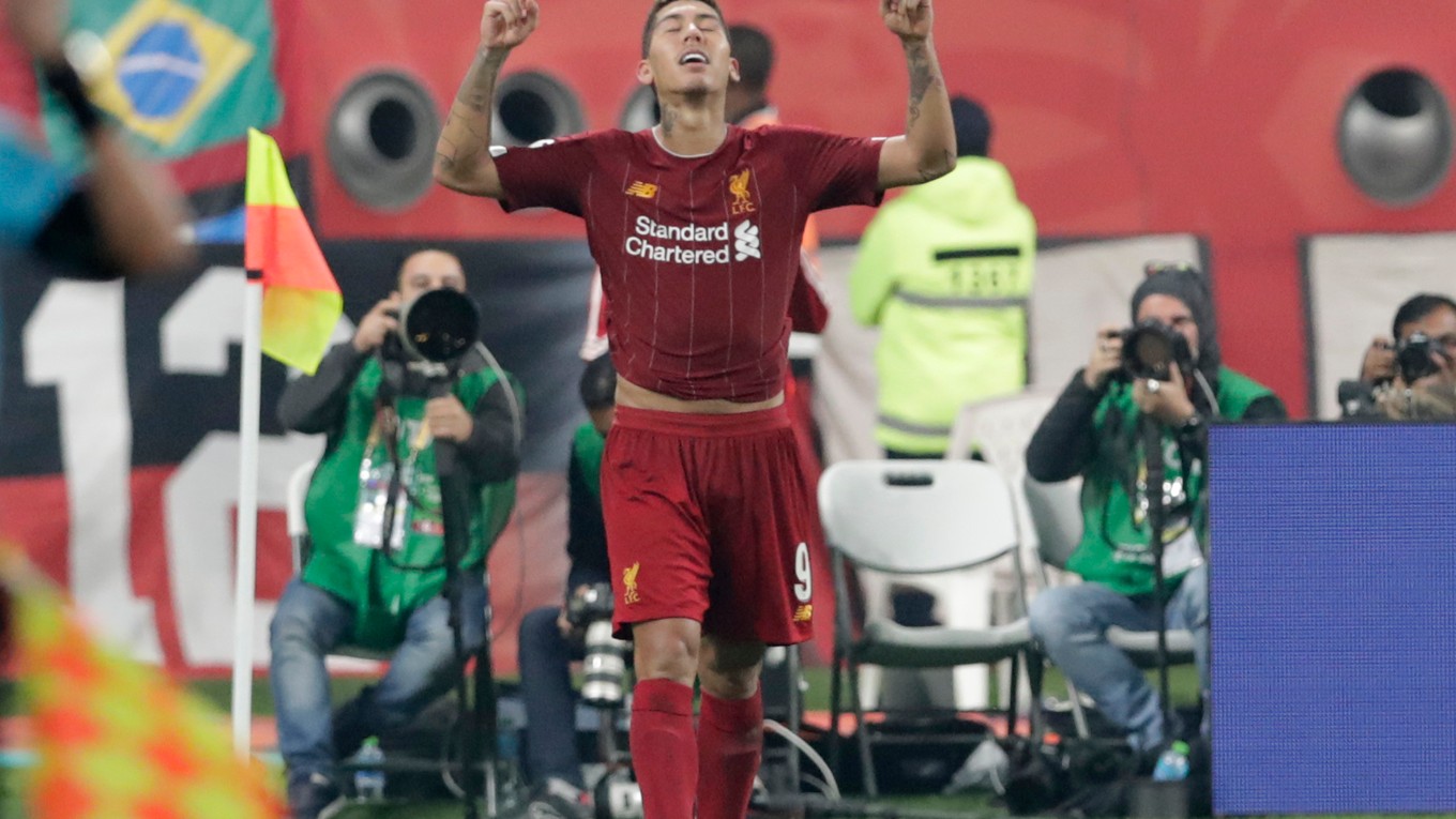 Roberto Firmino po strelenom góle vo finále MS klubov 2019 FC Liverpool - Flamengo.
