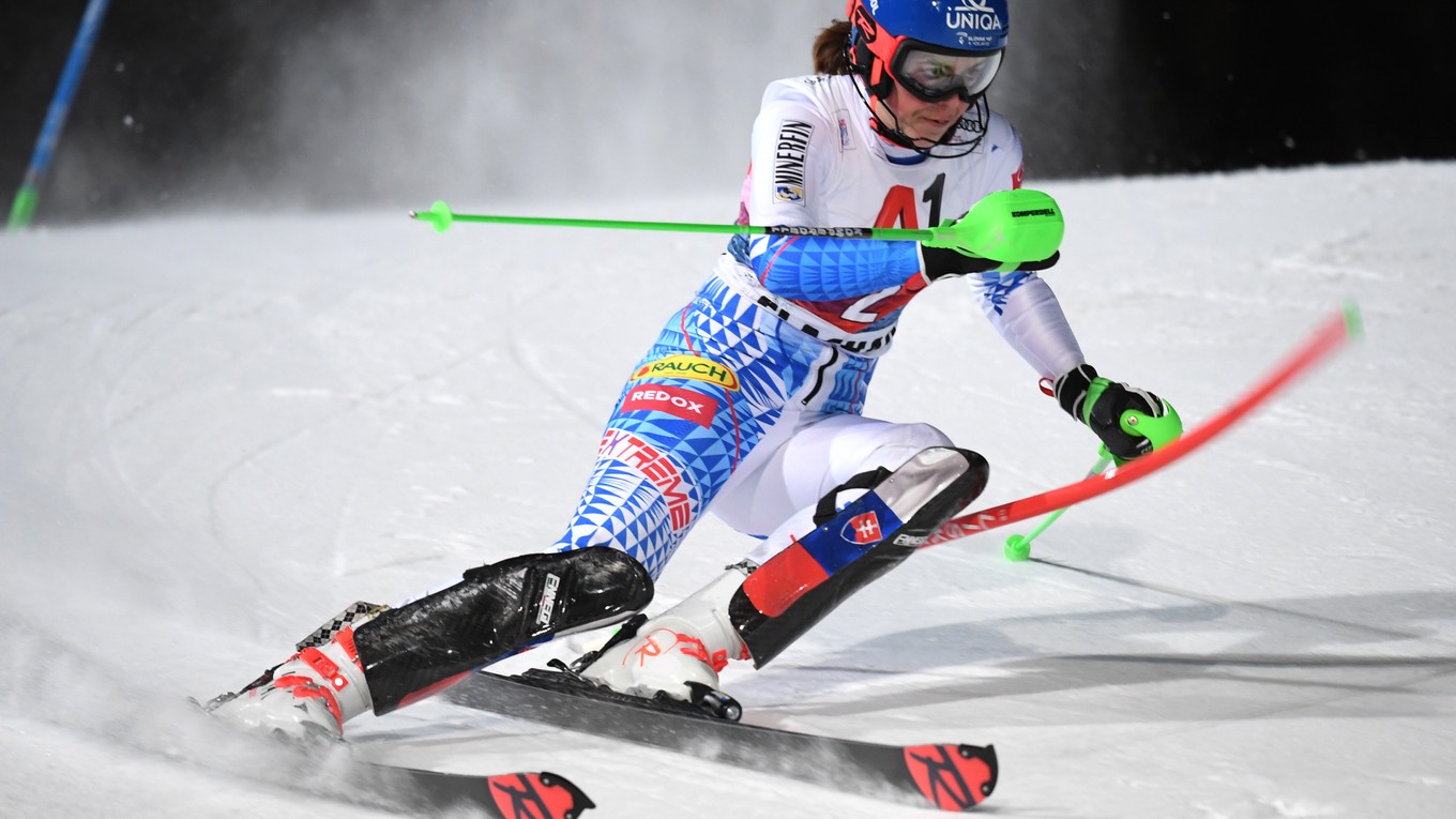 Petra Vlhová počas prvého kola slalomu vo Flachau.