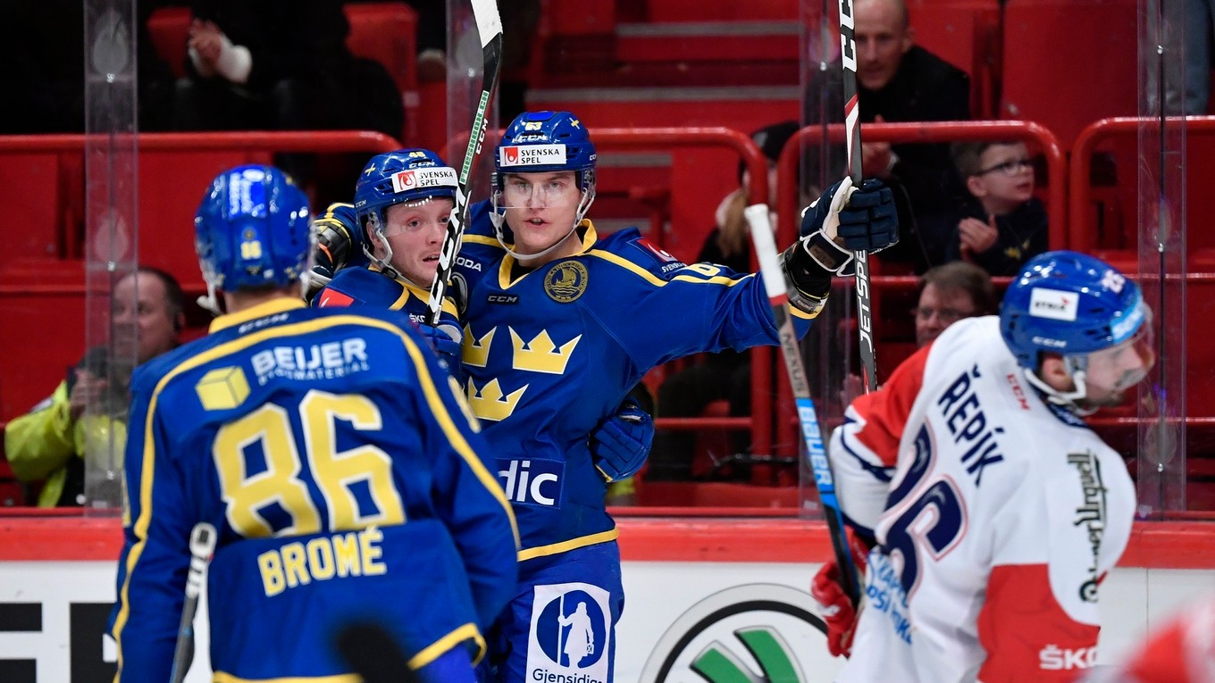 Momentka zo zápasu Švédsko - Česko.