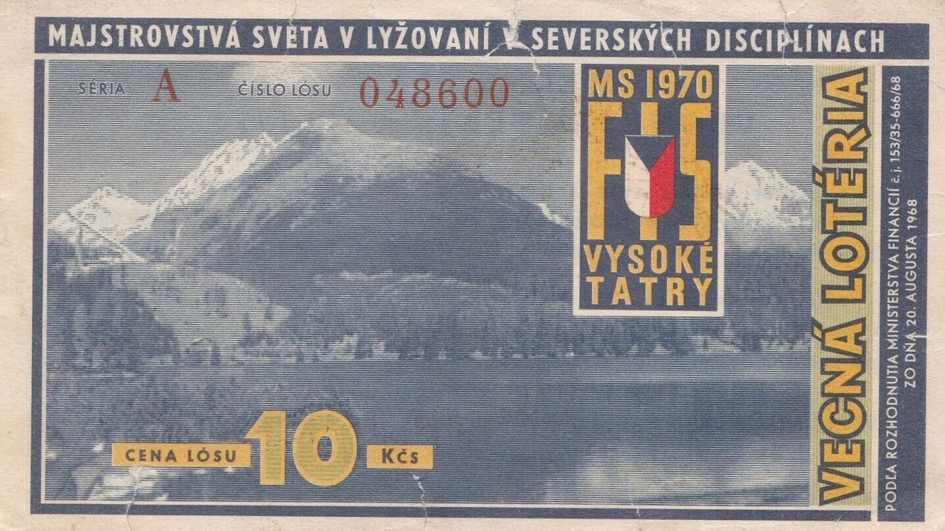 Žreb vecnej lotérie k MS 1970 vo Vysokých Tatrách. 