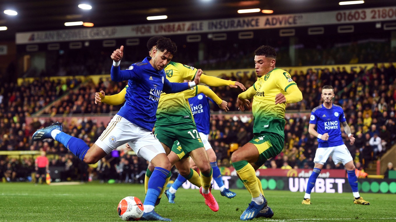 Momentka zo zápasu Norwich - Leicester.