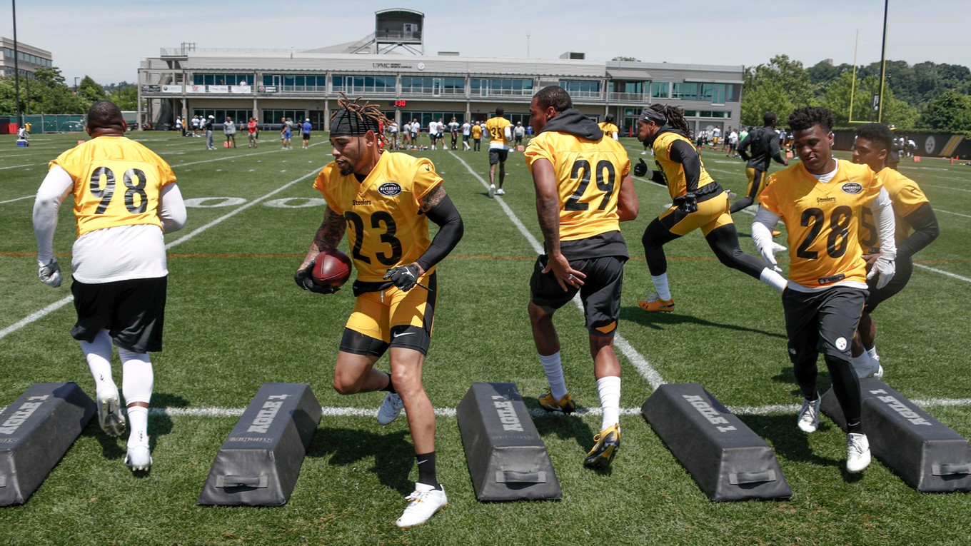 Brian Allen (číslo 29) v júni 2019 v kempe tímu Pittsburgh Steelers.