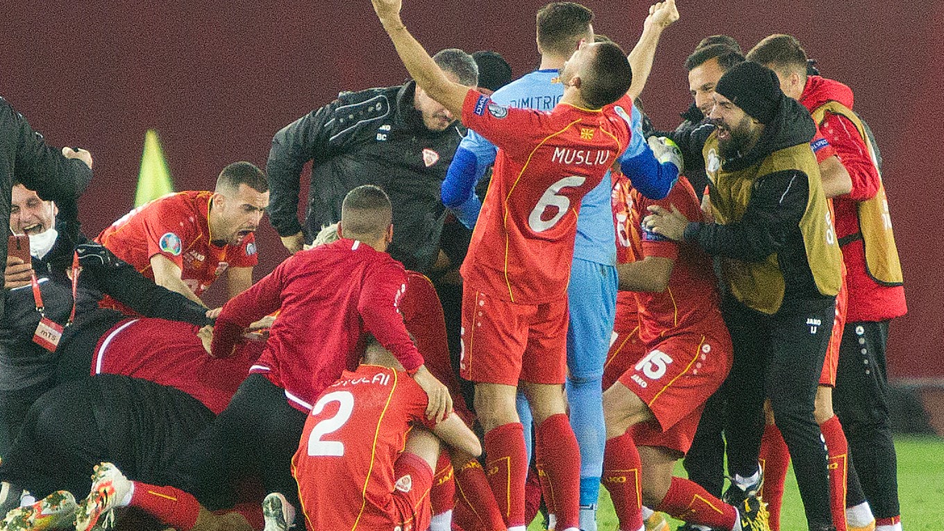 Obrovská radosť futbalistov Severného Macedónska po postupe na EURO 2020.