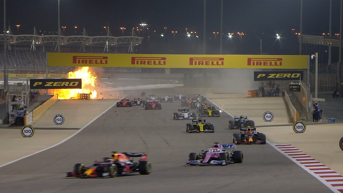 Romain Grosjean mal ťažkú nehodu počas VC Bahrajnu 2020.
