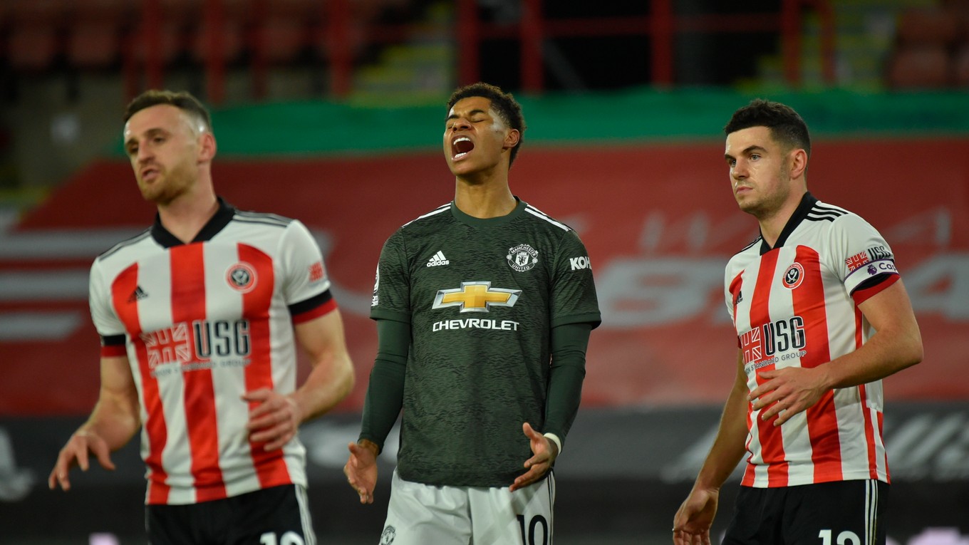 Marcus Rashford v zápase Premier League Sheffield United -Manchester United.