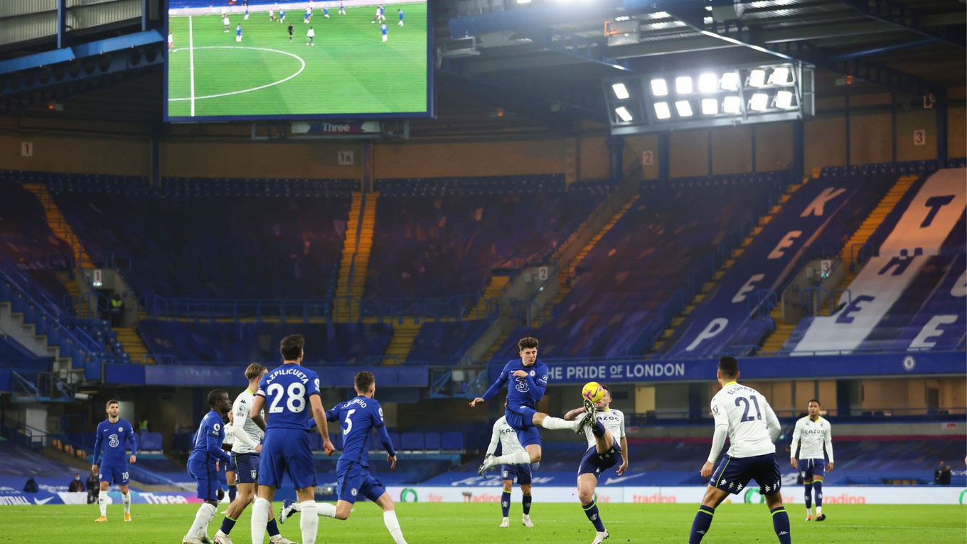 Momentka zo zápasu Premier League Chelsea FC - Aston Villa.