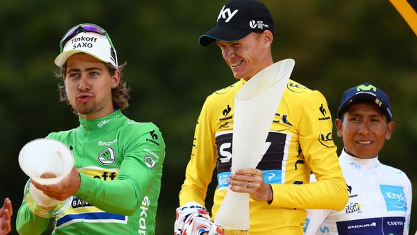 Peter Sagan (vľavo) a víťaz Tour de France Chris Froome.