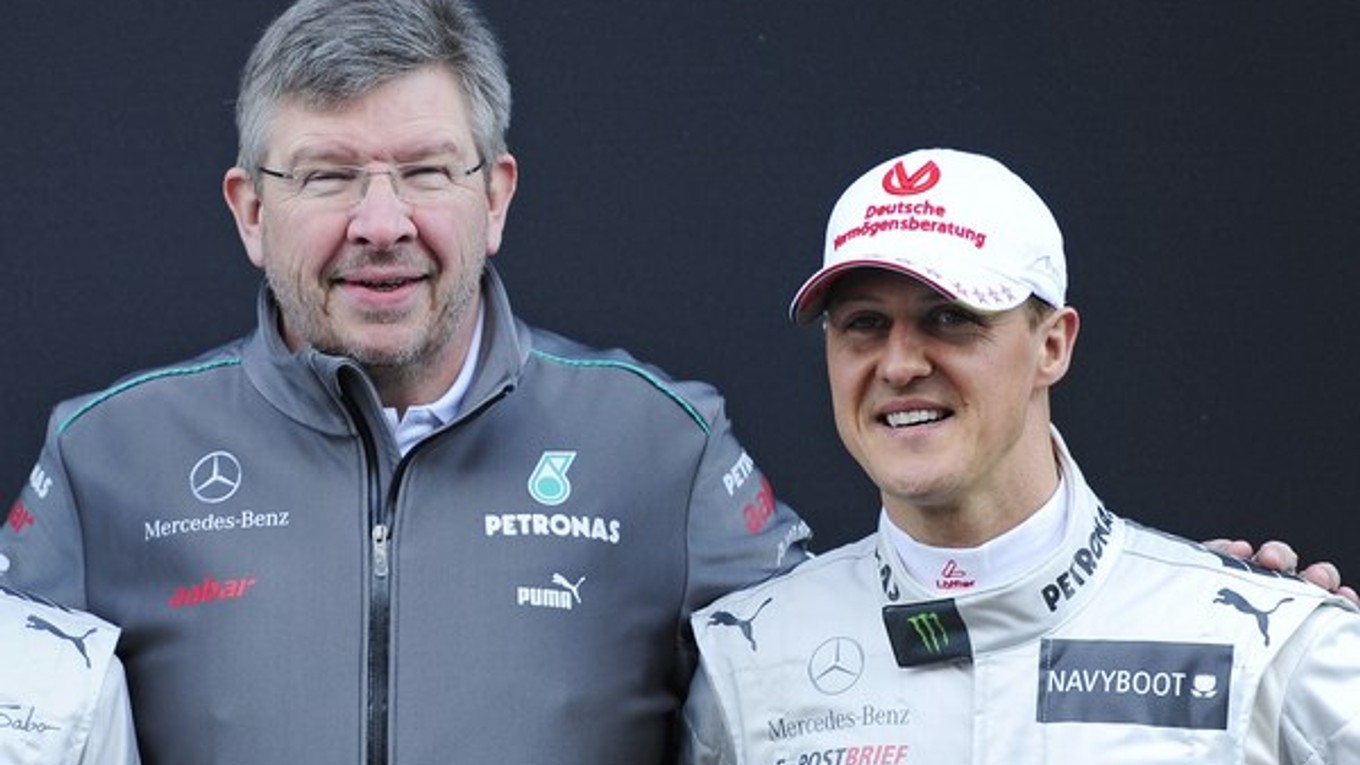 Ross Brawn s Michaelom Schumacherom počas pôsobenia v Mercedese.