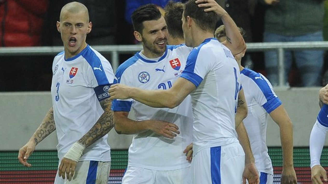 Michal Ďuriš (druhý zľava) sa konečne dočkal gólov v národnom drese.