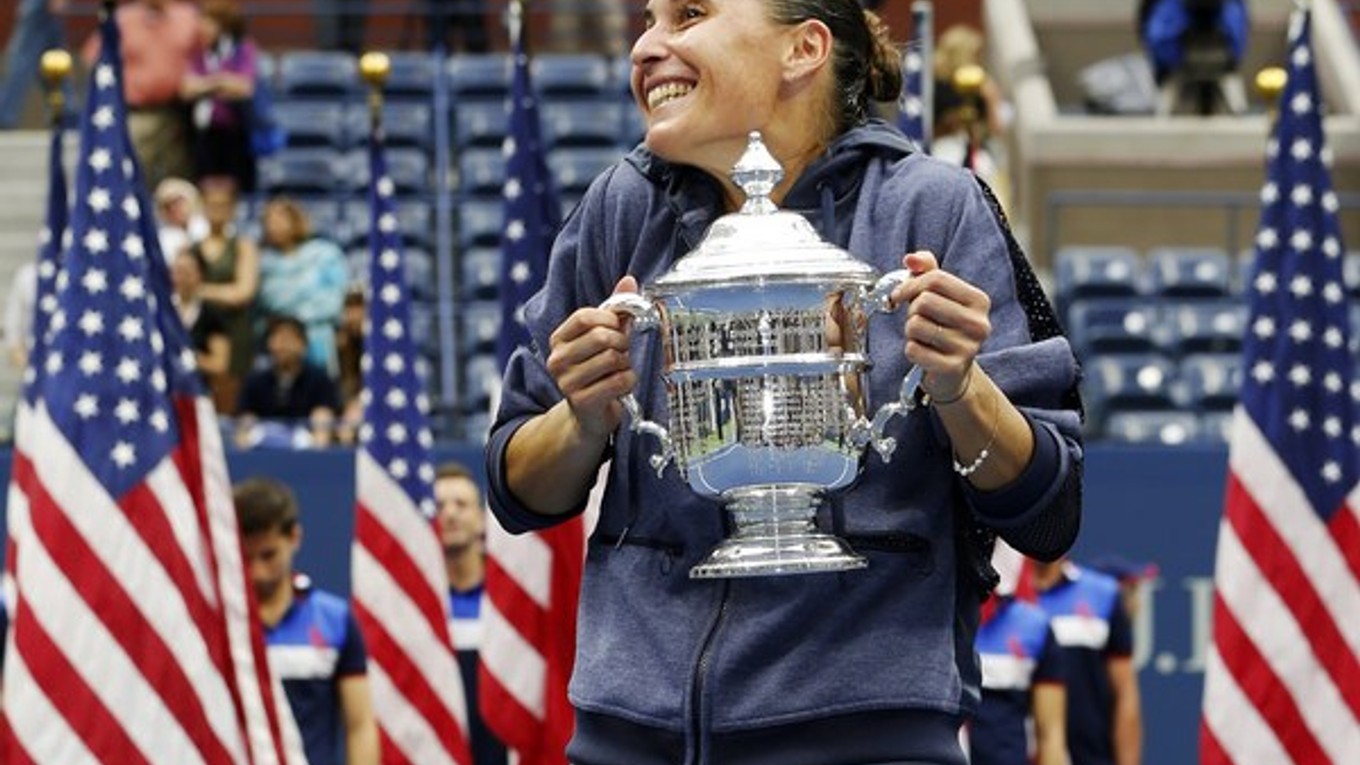 Flavia Pennettová si užíva triumf na US Open.