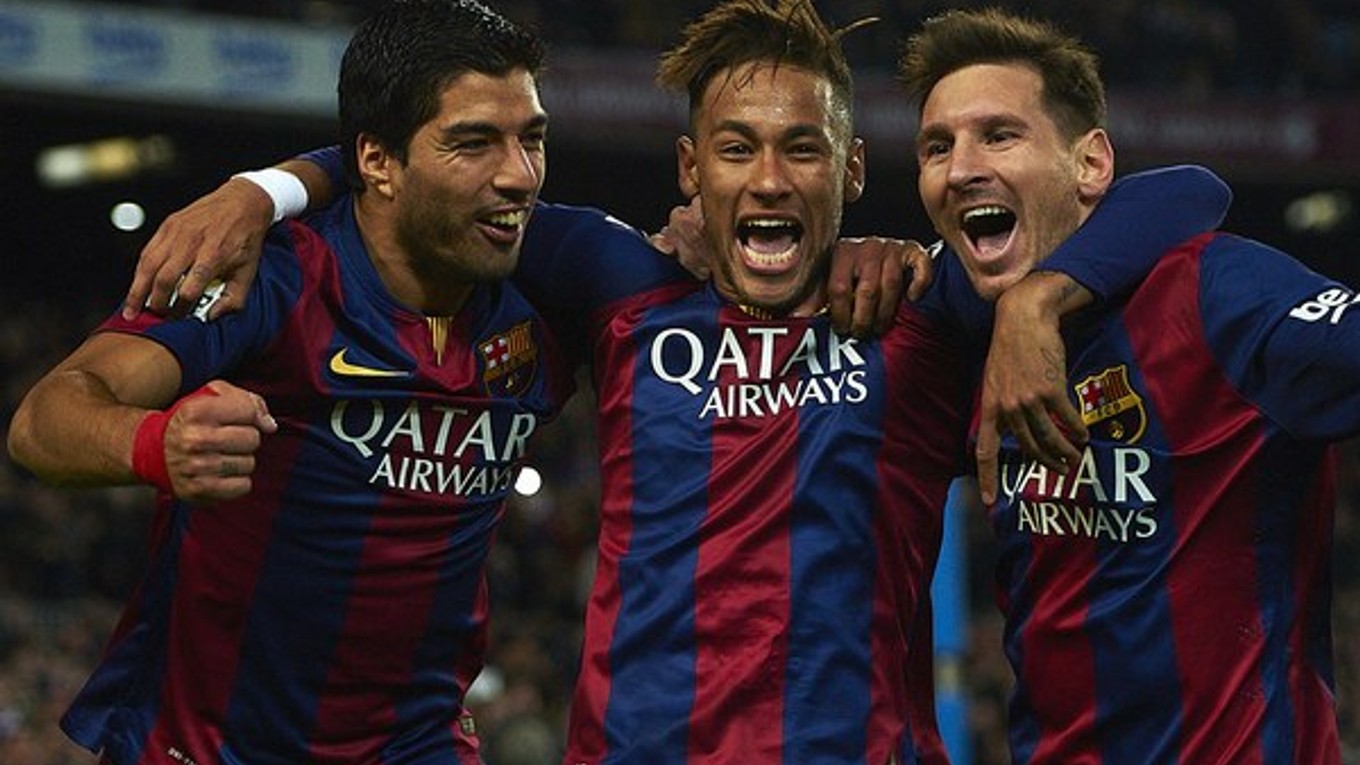 Fenomenálne ofenzívne trio FC Barcelona - zľava Luis Suárez, Neymar a Lionel Messi. V súboji proti FC Sevilla však spolu nenastúpia.