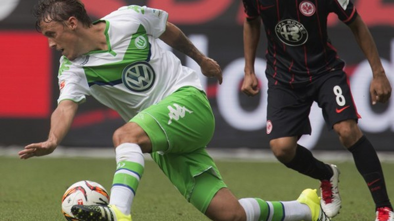 Hráč Wolfsburgu Max Kruse počas zápasu proti Eintrachtu Frankfurt.