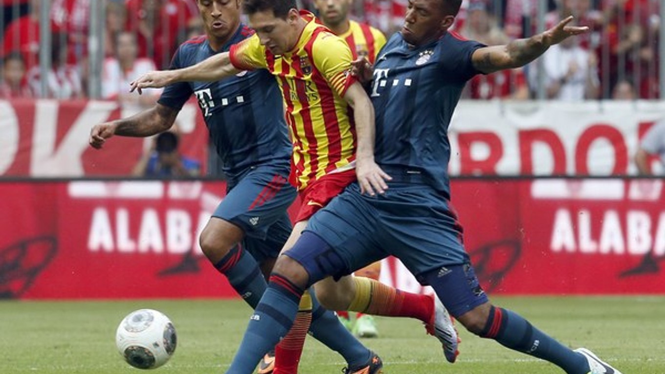 Lionel Messi (v strede) sa v roku 2013 proti Bayernu nepresadil. Aj preto, lebo nebol celkom fit.