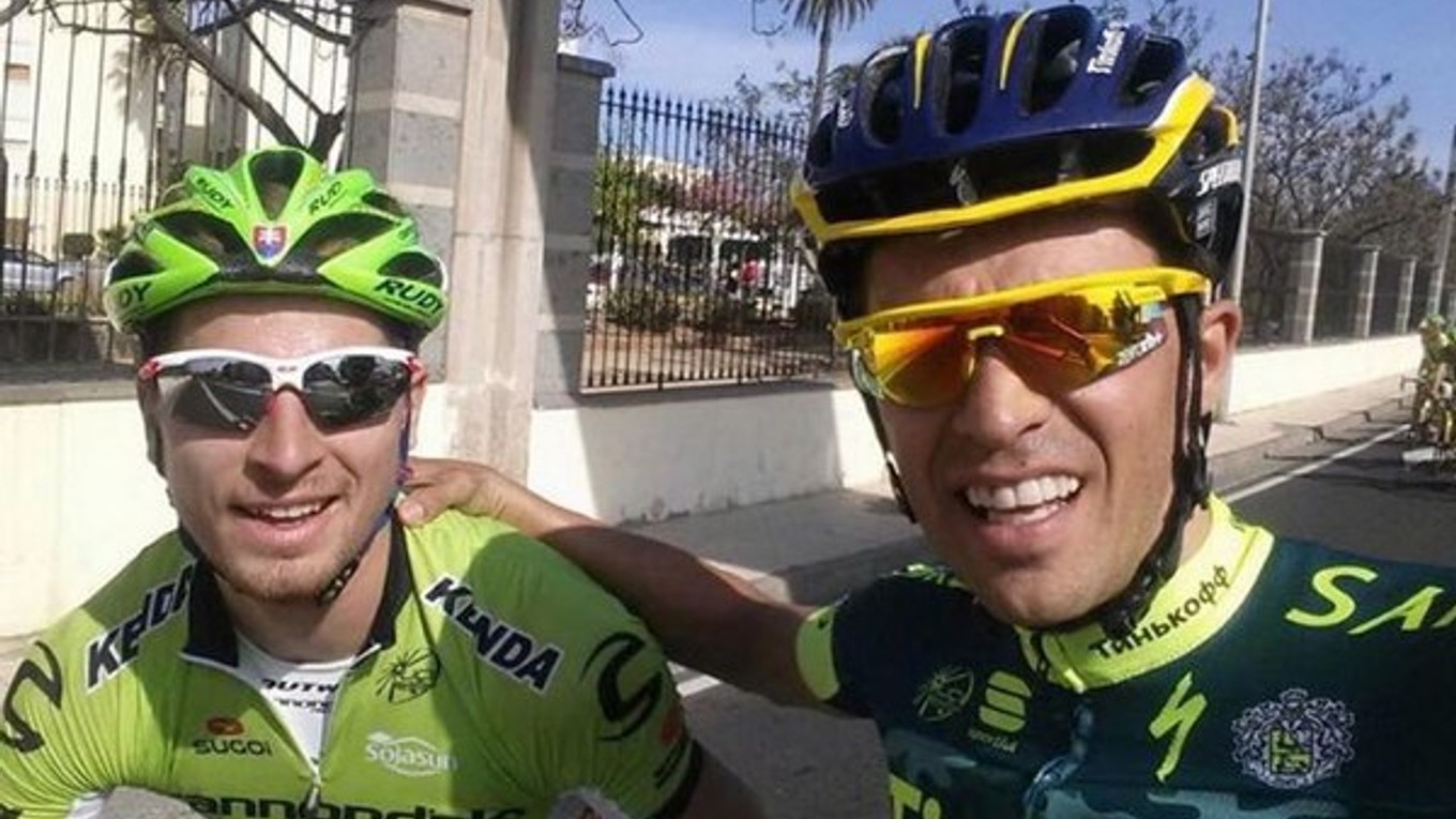 Doteraz Peter Sagan (vľavo) a Alberto Contador spolu iba trénovali. Budúci týždeň budú prvý raz spolu aj štartovať na pretekoch.