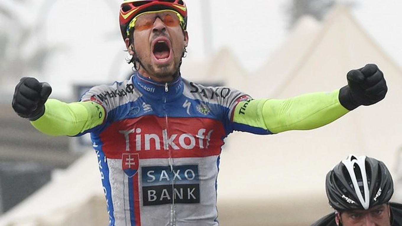 Peter Sagan sa teší zo svojho prvého etapového víťazstva v drese Tinkoff-Saxo. Aj na Miláno - San Remo by mal patriť medzi favoritov.