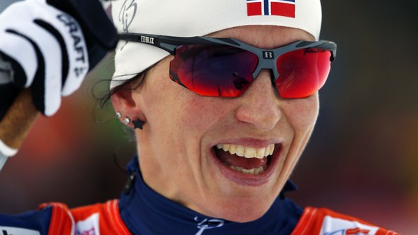 Marit Björgenová po víťazstve v piatej etape Tour de Ski.