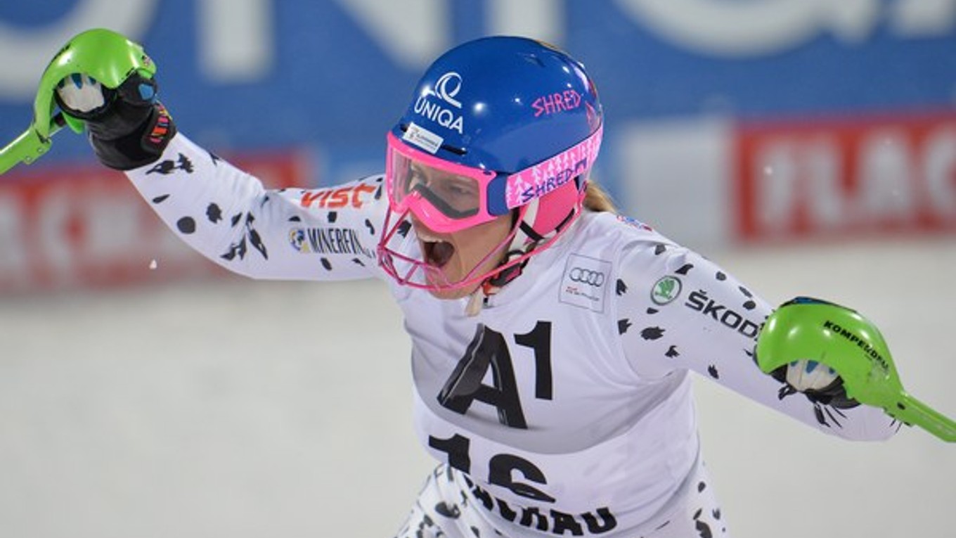 Radosť Veroniky Velez Zuzulovej po slalome vo Flachau.