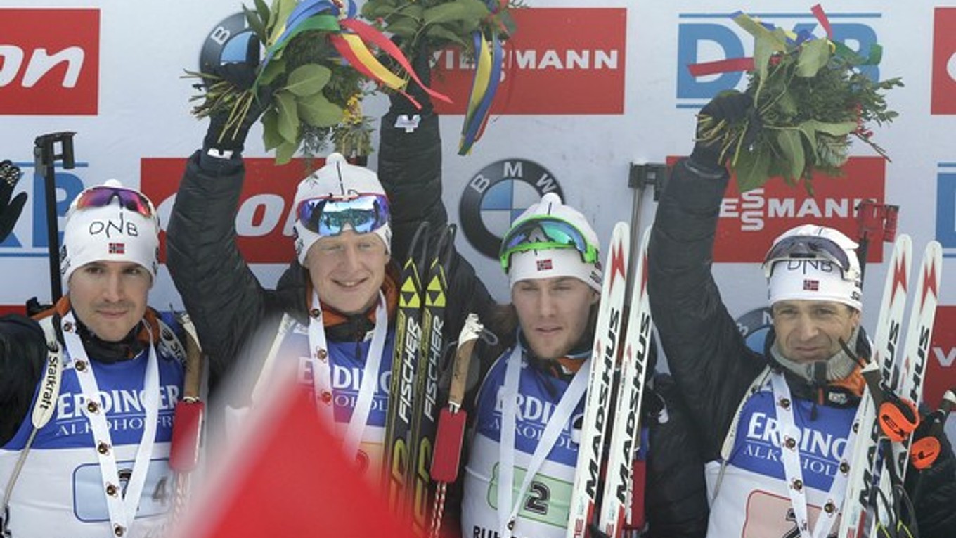 Nóri Ole Einar Björndalen, Erlend Bjöntegaard, Johannes Thingnes Boe a Emil Hegle Svendsen.