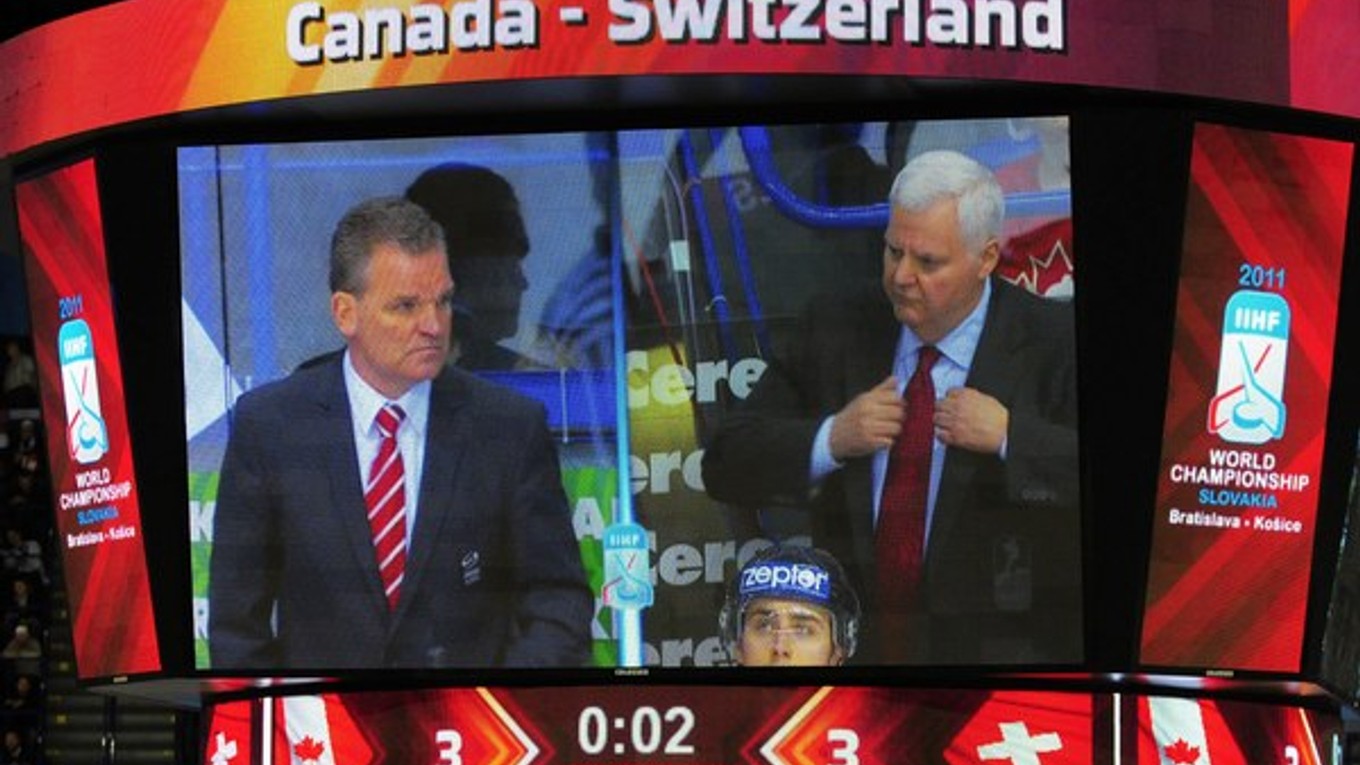 Zápas Kanada - Švajčiarsko základnej skupiny B hokejových MS11 v Košiciach 3.mája 2011.