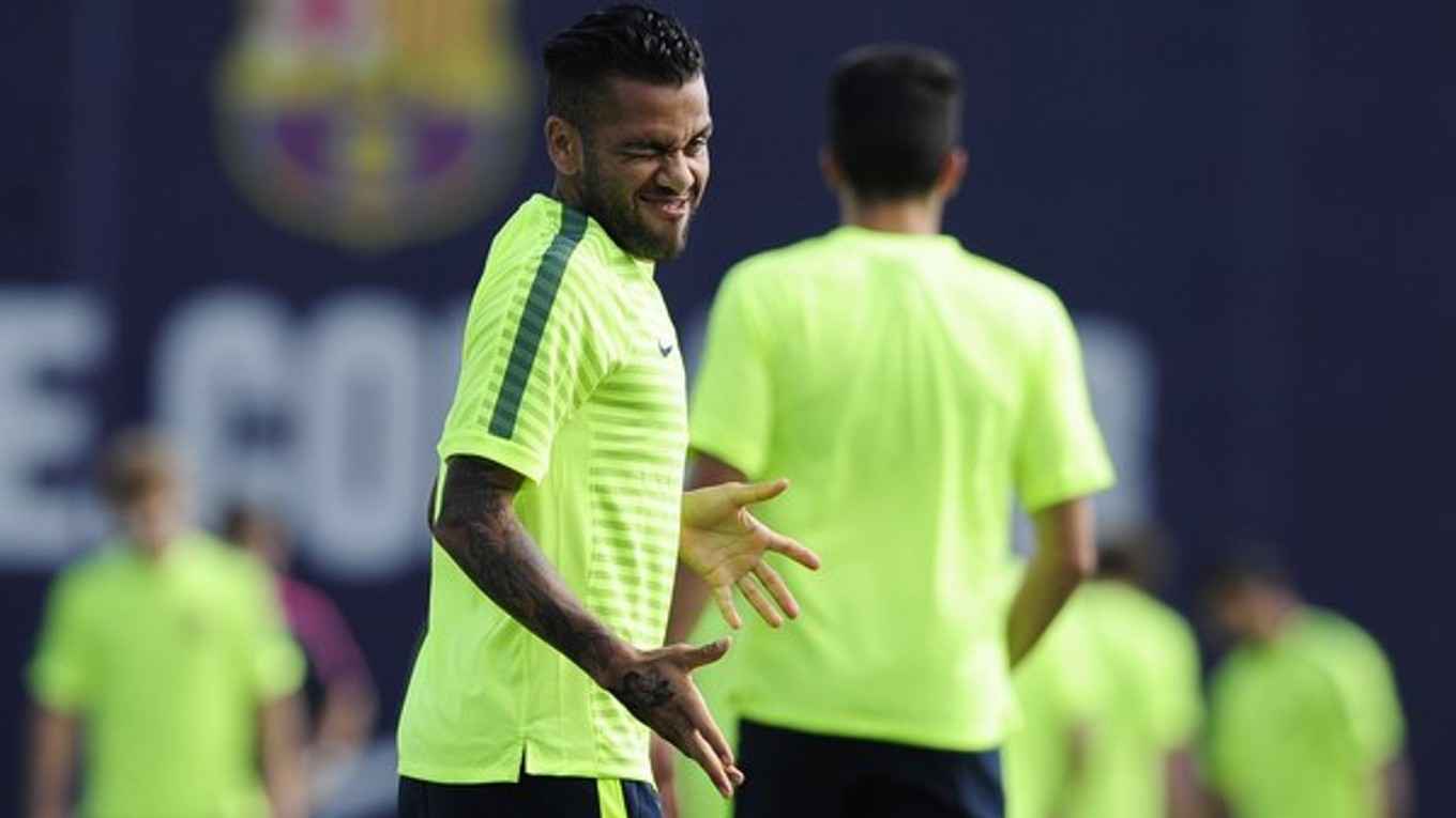 Dani Alves na tréningu Barcelony.