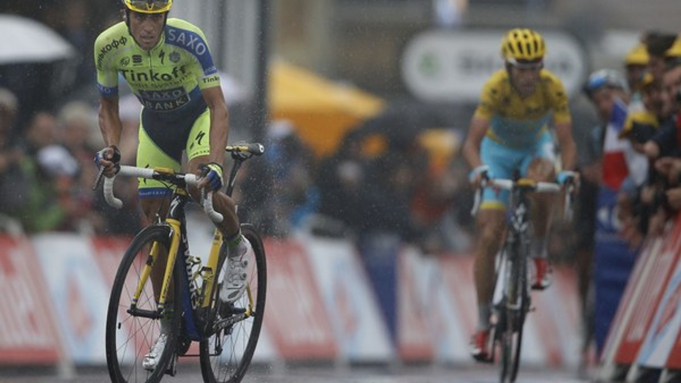 Alberto Contador a Vincenzo Nibali počas tohtoročnej Tour.