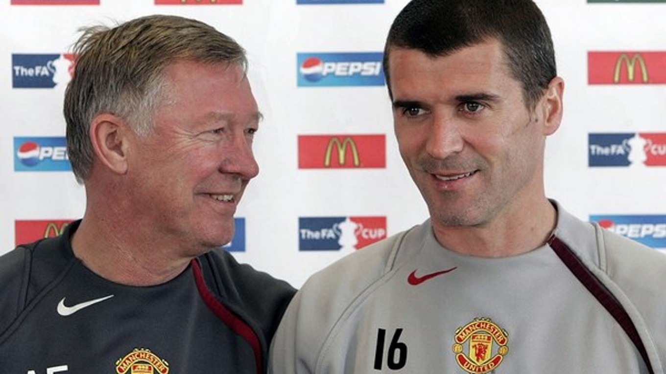 Tréner Ferguson a hráč Keane v roku 2005.