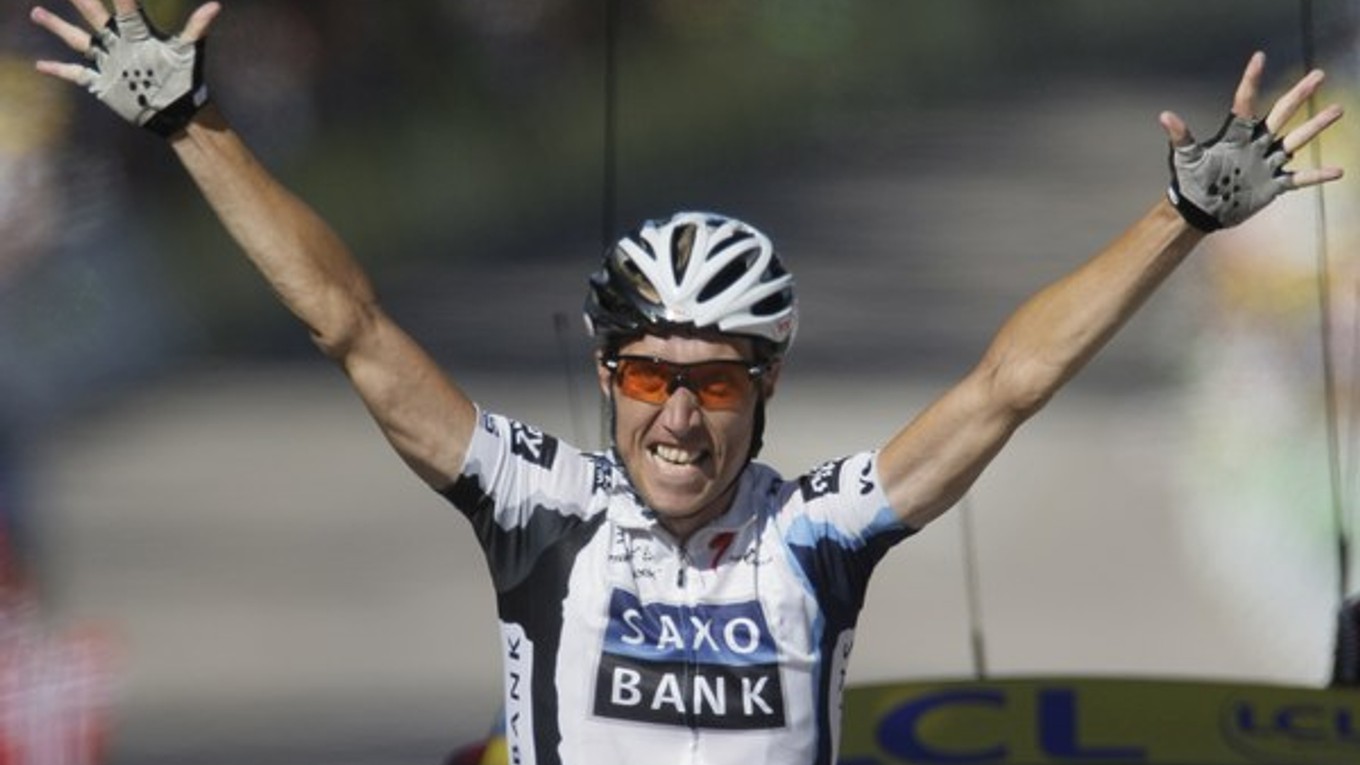 Nicki Sörensen pri víťaznej etape na Tour de France 2009.