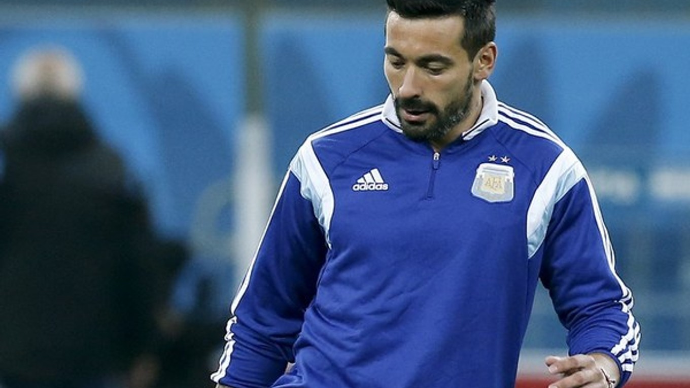 Lavezzi na tréningu počas MS v Brazílii.