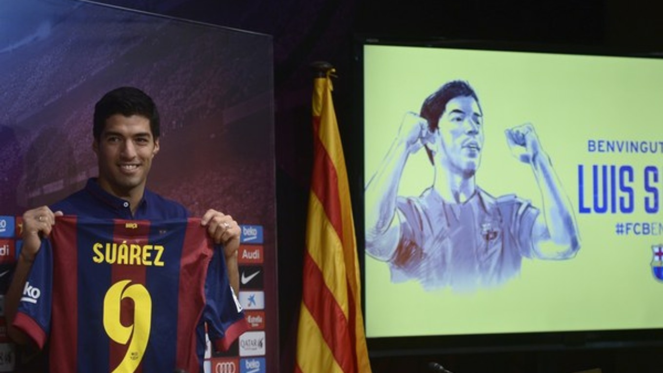 Luis Suárez na oficiálnej prezentácii.