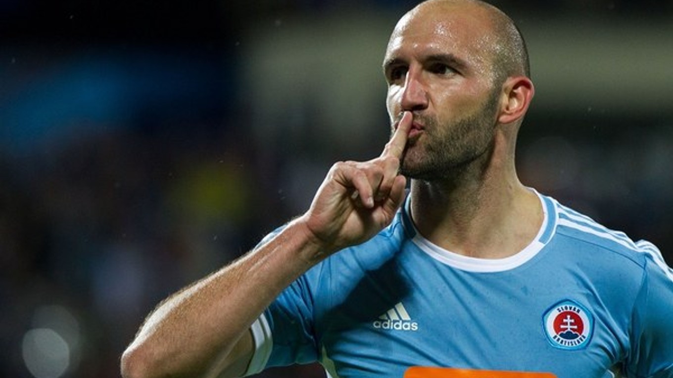 Róbert Vittek oslavuje gól.