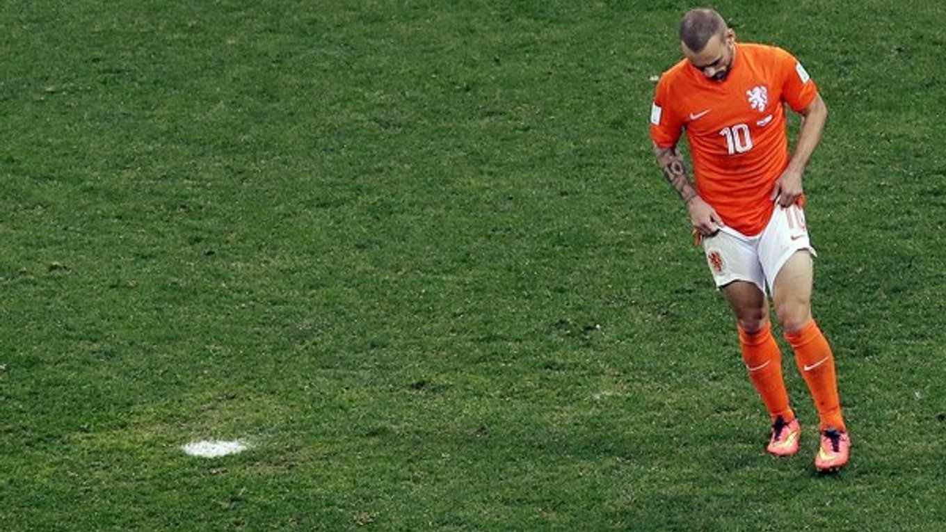Sneijderova reakcia po nepremenení pokutového kopu.