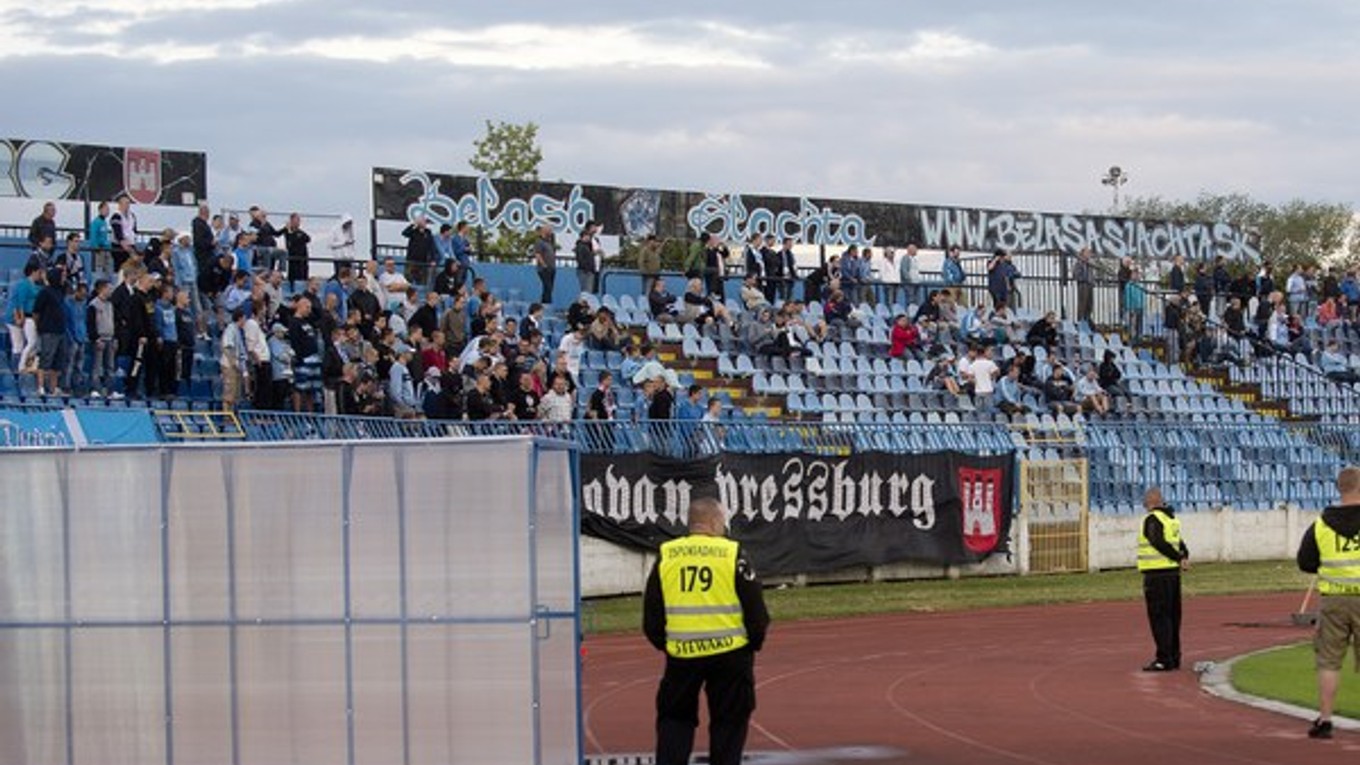 Na snímke tribúny v zápase 1. kola Fortuna ligy medzi ŠK Slovan Bratislava - ŽP Šport Podbrezová 11. júla v Bratislave.