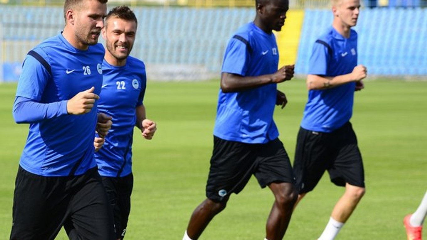 Tomáš Ďubek (vľavo) a Branislav Obžera na tréningu Liberca v Košiciach.