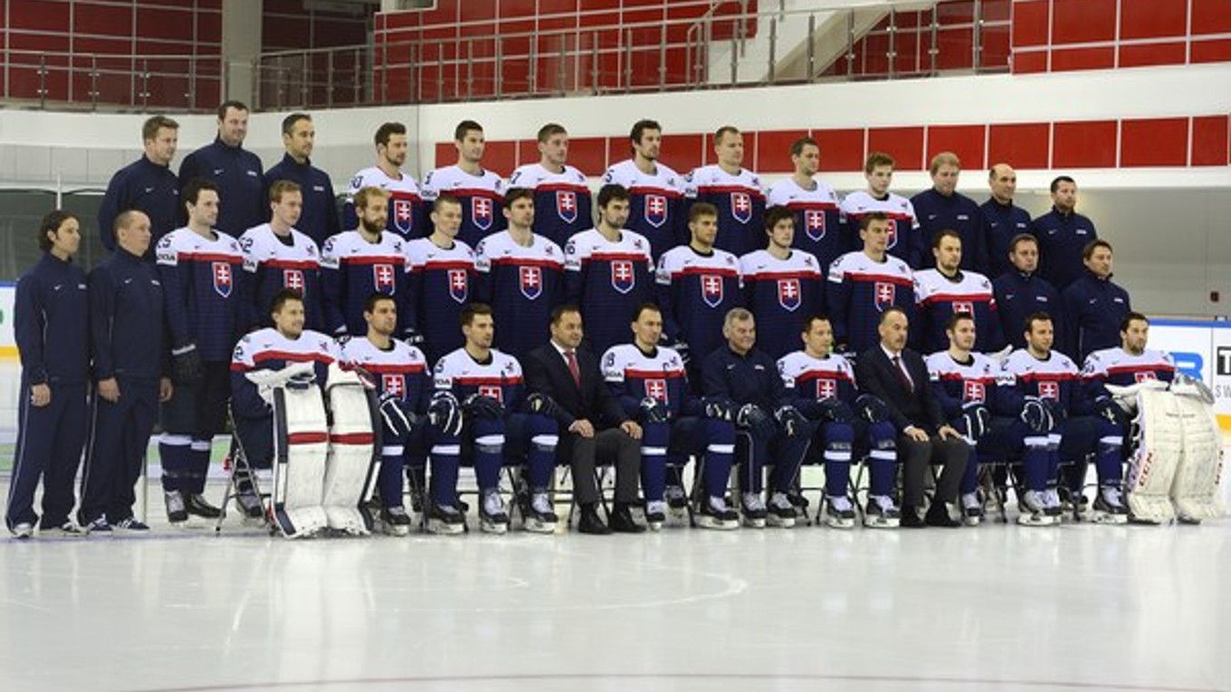 Spoločná fotka slovenského hokejového tímu.