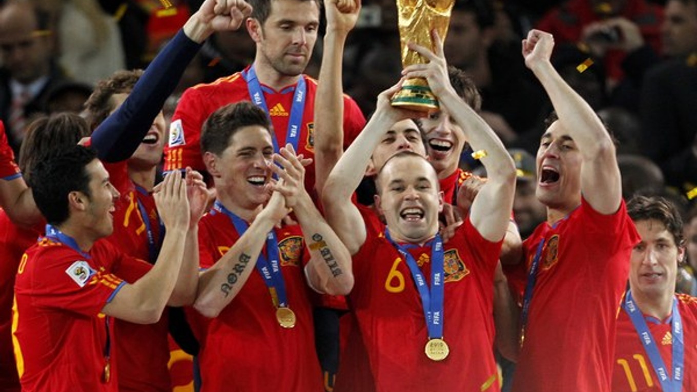 Španieli po zisku titulu majstrov sveta v roku 2010.