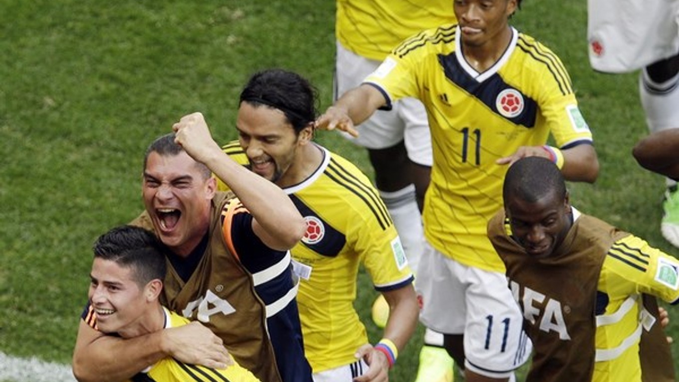 Kolumbijská gólová radosť.